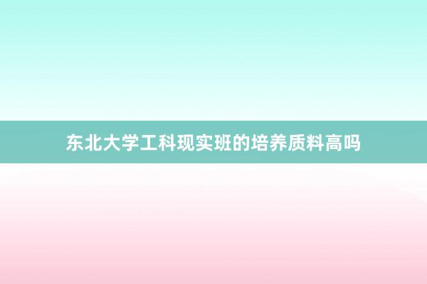 东北大学工科现实班的培养质料高吗